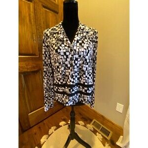 K Studio Womens Plus Size ? XL or 1X Long Sleeve Button Down Blouse w/ Back Slit
